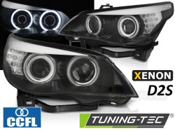 XENON D2S HEADLIGHTS CCFL ANGEL EYES BLACK LED INDICATOR fits BMW E60/E61 03-04